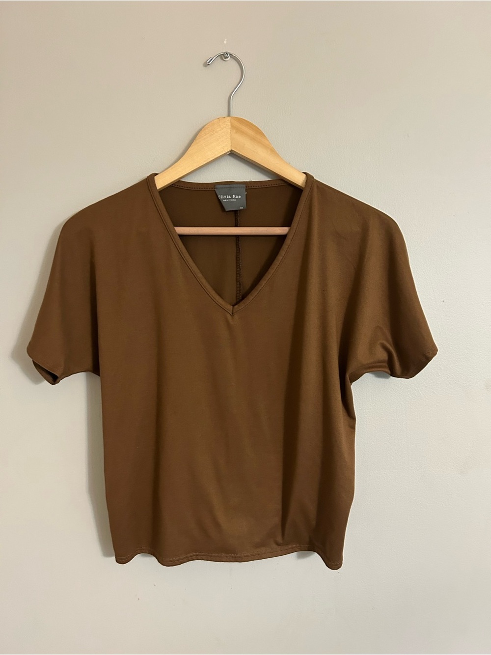 Olivia Rae Brown V-Neck Short Sleeve Tee